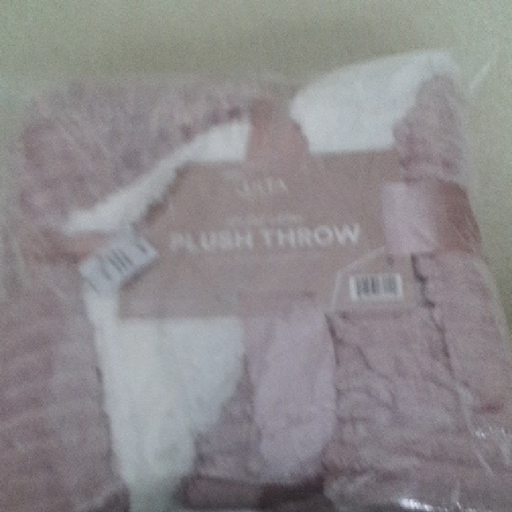 Ulta Beauty Blush and White Plush Throw